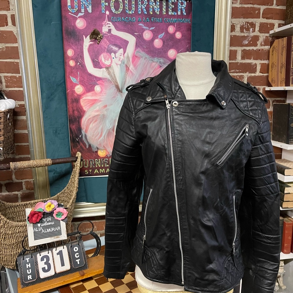 Laverapelle - Men's Faux Leather Jacket (Black, Double Pilot Jacket)
